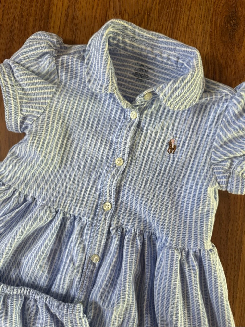 Ralph Lauren Striped Knit Oxford Shirtdress & Bloomer Size 24 month